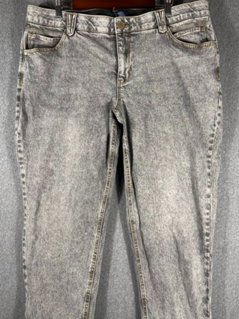 Democracy Jeans Womens 18W Grey Acid Wash Ab Solution Straight Leg WFO8306J1